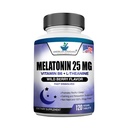 Melatonin 25 mg na jednu tabletu, 120 žvýkací tablety s L- theanin & vitamín B-6, podporuje zdravý spánkový cyklus, podporuje uklidňující a uklidňující spánek, Vegan, non GMO, Made in USA