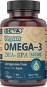DEVA Vegan Omega33 DHA-EPA 300MG - No Karagenan, Non- Fish Oil odvozený z řas, Non- GMO, 90 Gelatin- Free Softgels