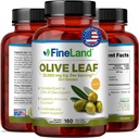FineLand Olive Leaf Extract 50x - 25,000mg Eq. per Serving CLAND124; 160 Vegan Caps, Olive Extract with 20% Oleuropein CLAND124; Herbal Antioxidant Supplement for Circulatory and Immunal Support, Made in USA