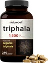 NatureBell Triphala Kapsle dodatek, 1,500mg per Serving 124; Vyrobeno s organickou Amla, Bibhitaki, Haritaki ovocný prášek - Podporuje trávicí zdraví - Double Strength, Non- GMO