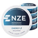 NZE Caffeine Nootropní Pouches (Peppermint) - Energetické Pouches s 50mg Caffeine, Alpha GPC, L-Tyrosin & L-Theanine bez cukru nebo umělé sladkosti - 15 Nicotine Free Pouches per Can - 5 Pack