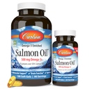 Carlson - Norský losos olej, 500 mg Omega-3s, Norský losos olej dodatek, Wild chycen Omega 3 losos olejové kapsle, udržitelně sourced, mozek, srdce a společné zdraví, 180 + 50 Softgels