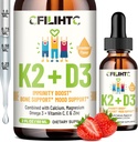 Vitamin D3 K2 Kapky pro děti - Omega 3, Vitamin E, vápník, hořčík a zinek pro lepší absorpci - tekutý MK7 1000 IU D3 pro zdravé kosti, zuby a podporu srdce - Non- GMO, 2 Fl Oz
