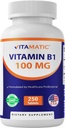 Vitamatický vitamin B1 (jako thiamin mononitrát) 100mg - 250 Vegetariánských tablet podporuje výrobu energie, nervové funkce a zdraví srdce *