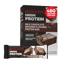 MUSASHI High Protein Bar, 45g Protein, 2g Celkem Sugars, Mléčná čokoláda Brownie, Post Workout a protein Snack On The Go, 12 Pack of 3.2oz (90g) Bary