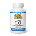 Přírodní faktory, Vitamin D3 1000 IU (25 mcg), podporuje silné kosti, svaly a imunitní funkce, 180 tablet