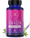 Flow and Glow Natural Hormon Balance for Women - PMS & Menopauza Relief for Cramps, Mood Swings & Night Sweats with Donq Quai & Black Cohosh for Menopauze - 60 Veganských kapslí (1 balení)