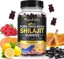Shilajit Gummies, Pure Himalayan Shilajit Gummies with 100% Shilajit, Shilajit Organic Gummies Rich in Fulvic Acid 85 + Trace Minerály vhodné pro muže a ženy, Non- GMO - 60 Gummy