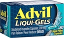 Advil Liqui- Gels Pain Reliever and Fever Reducer, Pain Medicine pro dospělé s Ibuprofen 200mg pro bolest hlavy, záda, menstruační bolest a kloubní bolest - 80 Tekuté plněné kapsle