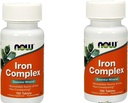 2 láhve nyní potravin Iron Complex 100 Tabs