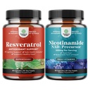 Balení mladistvých Trans Resveratrol Dodatek s AMPK Activátor pro buněčné zdraví a vitalitu a vitamín B3 Niacinamid Mitochondrial Energy & Potenciální kůže - Niacin Flush Free Nikotinamid 500mg