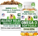 Alergie Relief + Omega 3 Bundle - Anti- Itch Skin & Coat Supplement + Kožní alergie - Omega 3 Fish Oil + EPA & DHA Fatty Acids - Itching & Paw Licking + Joint Health - 180 Chews + 180 Softgels - Made in USA