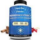 Nutrivein Premium Berberine HCL 1200 mg s Ceylon Cinnamon - 120 Kapsle: High- Absorpce Berberine dodatek pro defenze, Digestion, & Metabolismus