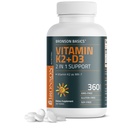 Bronson Vitamin K2 D3 (MK7) Dodatek Non- GMO Formule Vitamin D3 5000IU (125 mcg) & 90 mcg K2 MK-7, Snadné spolknutí D & K Complex, 360 tablet