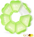 MOLN HYMY Large Weekly Pill Box 7 Day, Roztomilý Pouzdro Pořadatel 1 čas denně, Květinové Pill Kontejner jednou denně, Pretty Medicine Dispenser for Vitamin / Rybí olej / Léky / Doplňky (Zelená)