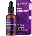 Elderberry Extract Drops 2000mg (Sambucus nigra) Bylinný dodatek Absorbs lepší než kapsle, 1 měsíc Dodávka, 84 Servings, Alcohol- Free tinktura - 2 Oz, balení po 1