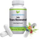 Trans- Resveratrol Dodatek - Organické kapsle - Veganské doplňky pro ženy a muže, Přírodní antioxidant, Polyfenoly Dodatek, Anti stárnutí - 60 Kapsle, 600mg, 30 Den Dodávka
