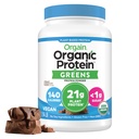 Orgain Organic Vegan Protein Powder + Greens, Creamy Chocolate Fudge - 21g Plant Based Protein, Gluten Free, Dairy & Laktosa Free, Soy Free, No Sugar Added, Iron & Prebiotics for Gut Health - 1.94lb