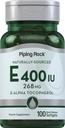 Piping Rock Vitamin E 400 IU Softgels PHAR124; 268mg PHARMAD124; 100 Softgel Kapsle PHARMAD124; D- Alpha Tocopherol PHARMAD124; Non- GMO, gluten zdarma