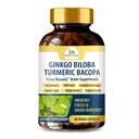 Organic Veda Ginkgo Biloba Turmeric Bacopa Brain Supplement for Memory, Mood & Focus with Ashwagandha - Koncentrace, Energie & Brain Booster, Zdravá pouta & Circulation Support - 60 Vegan Capsule