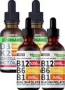 NUSAVA Vitamin B12 Kapky tekuté a jahodové ochucené D3 K2 Bundle - Potentní tekuté vitamíny pro srdce, kloub, energii, a imunitní podpora - Non- GMO, gluten- zdarma, 2pk Každý