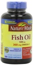 Nature Made Fish Oil 1200mg, 360mg Omega-3 100 Tekuté ponožky (3 balení)