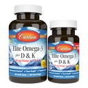 Carlson - Elite Omega33 Plus D & K, 700 mg Omega-3s + D3 & K2, funkce, Kostní zdraví a imunitní podpora, Lemon, 60 + 30 Softgel