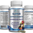 Super Antioxidant Fruit Superfood Complex - Výkonné antioxidanty Supergruits, Acai, Goji, Noni, Mangosteen, Granátová jablka, Elderberry, Resveratrol, Imunitní podpora, Péče o pleť - 60 Kapsle