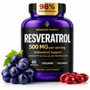 Resveratrol dodatek 500mg - 98% Trans Resveratrol 1000mg Organic Complex - NAD Resveratrol Antioxidants & Anti Aging dodatek pro srdeční zdraví, Memory Lift, Wellness Formule, Zdravá buněčná podpora