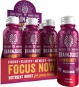 BrainJuice Brain and Imunity Support Shot, Gluten Free Supplementary Shots for Energy, Focus, Imunity with Vitamin D, C B, Alpha GPC & Organic Ginger Root, Granátová Acai, 2.5 fl oz, 12 Pack