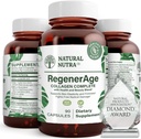 Natural Nutra Regenerage Kompletní doplněk pro zdraví pokožky s protein peptidy, Snižte Stretch Marks, Přispívá celkové zdraví, Vitamin C, Grape Seed Red Wine Extract, gluten zdarma, 90 Kapsle.