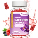 Saffron Gummies, 10 v 1 Saffron doplňky Gummies s hořčíkem, Ashwagandha & Rhodiola Rosea, Cukr zdarma Vegan smíšené Berry Flavor - 60Cts