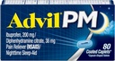 Advil PM Pain Reliever and Nighttime Sleep Aid, Pain Medicine with Ibuprofen for Pain Relief and Difenhydramine Citrát for a Sleep Aid - 80 Count (Pack of 2)