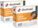Dealmed Fabric Flexible Adhesive Obvazy - 100 Počet (2 balení) Obvazy s non-Stick Pad, Latex Free, Wound Care for First Aid Kit, 3 "x 3 / 4"