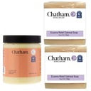 Chatham přírodní péče o pleť přes máslo Eczema Terapie 6 oz a 2 x Eczema Relief mýdlo Bary 5oz Bundle 124; S koloidní gluten zdarma ovesné vločky