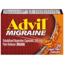 Advil Migréna Relief bolesti hlavy, Ibuprofen Kapsle s Ibuprofen 200mg pro Migréna Relief, Nausea Relief a lehké citlivost Relief - 20 tekuté plněné kapsle