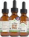 RawGuru vitamin K2 dodatek - Organic Vegan Vitamin K2 MK7 s stopovými minerály - Nano- Zpracovaný antioxidant a imunitní podpůrný dodatek Tinktura - 30 Podání Veganských kapek na 30 ml, Balení 1