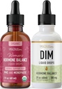 Tekutý DIM doplněk a bylinné hormon bilance Tinktura 124; Hormon Balancing Bundle s 100mg DIM (25 Služeb) a PMS Menopause & Menstrual Support Liquid s Black Cohosh (60 Služeb)