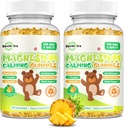 Hořčík Gumy pro děti - Magnesium Glycinátové gumy dodatek s L- Theanin, Vitamin B6, D3 pro dospělé a děti, klid hořčík pro spánek, relaxace, mozek, kosti, cukr bez ananasu 120ct