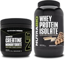NutraBio Creatin Monohydrát, Neochucené, 150g a syrovátka izolát, čokoládové arašídové máslo, dodatek Bundle - Svalová energie, Lean růst svalů, zotavení, a síla