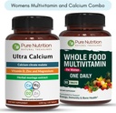 Čistá výživa Ultra vápník 1000mg a Whole Foods Womens Multivitamins 1500mg pro zdravé kosti, klouby a celkové Wellness. Ultra vápník 120 Tabs + Womens Multivitamins 90 Tabs.