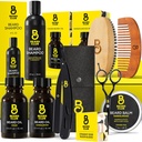 Beard Club Premium Beard Kit pro muže - Grooming & Care Kit - Cedar & Sandalwood Oil, Sandalwood Balm, Shampoo, Brush, Comb, Trimming nůžky, Straight Edge Razor - Dárková sada