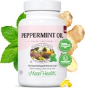 Maxi Health Peppermint Oil Kapsle - Organic Ginger Oil & Fennel Zpožděné uvolňování kapsle - Ingestibilní dietní Kosher Peppermint dodatek pro stravitelnou podporu (60 Kapsle)