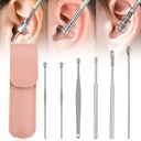 Čistič sluchu, 2024 Nová Satinless Steel 360 ° Spiral Earwax Cleaner Tool Set s pouzdrem PU kůže, Čisticí sada sluchu, Creative Portable Uar Cleaning Kit pro muže a ženy (E typ * 1)