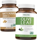 Nattokinase & Olive Leaf (6-Month Supply) Flow & Wellness Mix - Nattokinase 2000 FU Powerful Přirozeně fermentované sójové boby (6-Month Supply) & Olive Leaf Extract Super Strength with 20% Oleuropein