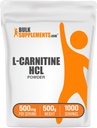 Bulkippendiments.com L- karnitin HCl prášek - Carnitin dodatek, karnitin prášek, L- karnitin 500 mg - bezochucené & gluten zdarma, 500 mg na servírování, 500g (1,1 kg) (balení po 1)