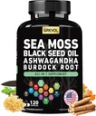 Mořské kapsle s Ashwagandha Black Seed Oil Bladderwrack Burdock Root Turmeric & Vitamin C D3 Elderberry ACV Black Pepper - Multiminerální doplněk - 120 Počet