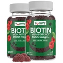 YumVs Biotin Gummies 5000mcg - Lusious Raspberry Flavor - Silnější růst vlasů gummies pro ženy nebo muže - Vlasy, kůže a nehty Vitamíny - Vlasy Gummy - Vegetarian Biotin dodatek (60 Ct., 2pk)