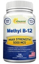 aSquared Nutrition Vitamin B12- 5000 MCG Doplněk k Methylkobalaminu (methyl B-12) - maximální síla vitaminu B 12 Podpora pomoci zvýšit přírodní energii, Výhody funkce mozku a srdce - 120 Tablety