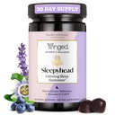 Winged Wellness Sleepyhead Natural Sleep Gummies for Women - Prémiová podpora spánku pro dospělé s 3 mg melatoninu, L- Theanine, 5-HTP - Blueberry Lavender Ochucené - 30 Služeb